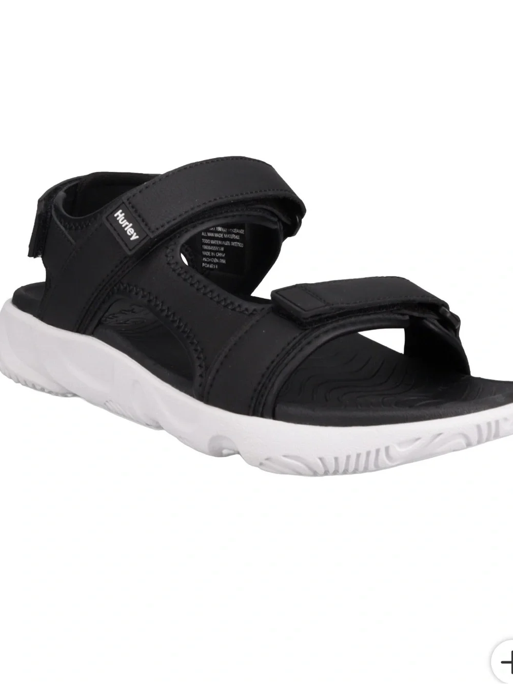 Hurley Black White Mens Strap Sandals Athletic Sandal for men size 13 or Size 9